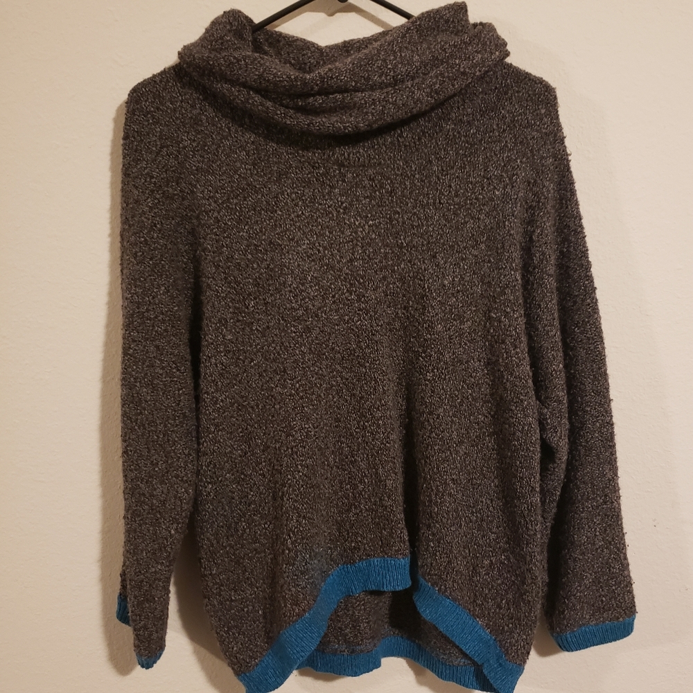 Lilla P Bourke Brown Wool Cowlneck Sweater